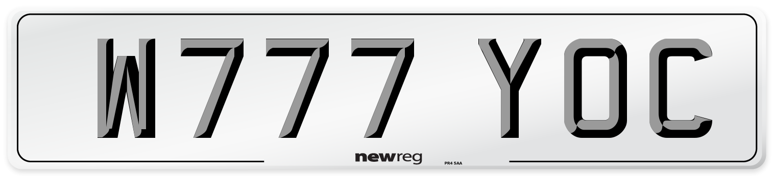 W777 YOC Number Plate from New Reg